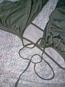 Olive Green Halter Bikini Top