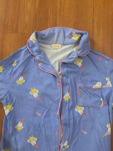 Cute Blue Ice Cream Print Pajama Top