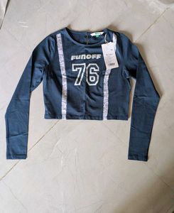 Blue Long Sleeve Graphic Top