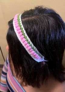 tulip hair band crochet🧶