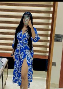 Blue &amp; White Print Wrap Dress