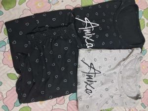 Cute Heart Print Pajama Set
