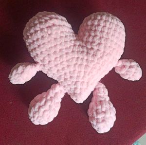 Handmade Pink Crocheted Heart Plush Toy
