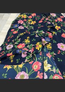 Code High Low Navy Blue Flower Print Dress