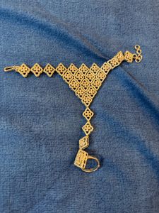 Elegant Gold Plated American Diamond Ring Bracelet