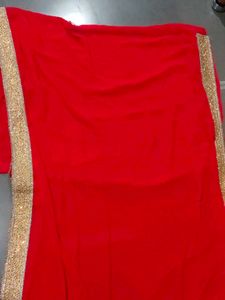Vibrant Red Embellished Saree