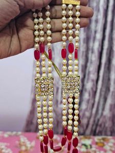 ✨ Elegant Pearl &amp; Red Bead Necklace ✨