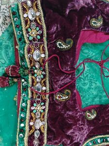 Beautiful Green stone work ready to wear saree