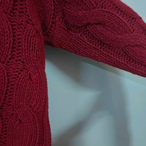 Maroon Cable Knit Sweater