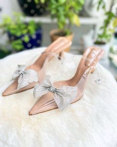 Trendy Crystal Bow Pointed Toe Heels