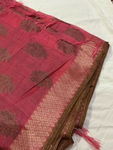 Beautiful Pink Saree with Intricate Motifs