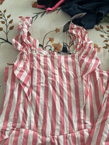 Pink &amp; White Striped Jumpsuit