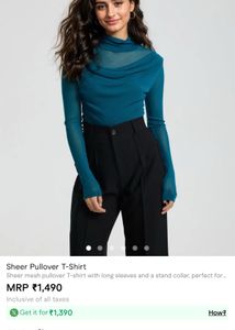 Savana Teal Turtleneck Mesh Top
