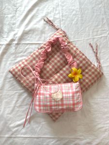 Cute Pink Plaid Shoulder Bag