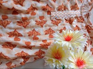 Orange Floral Print Blouse