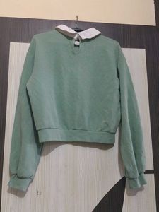 Cute Sunflower Embroidered Collared Sweatshirt