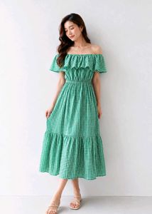 Green Gingham Maxi Dress (Imported 🇰🇷)