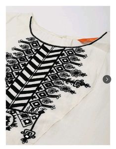 Indo Era White Floral Yoke Mirror Work Kurta set