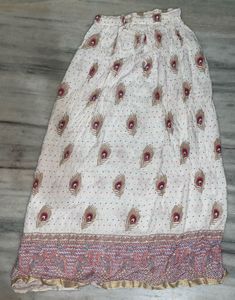 White Peacock Print Maxi Skirt