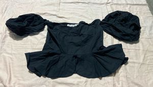 Chic Black Peplum Top