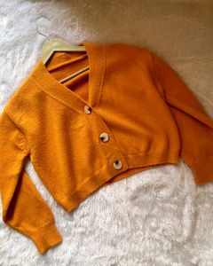 Cozy Orange Button-Up Cardigan