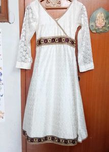 Ethnic Chikankari embroidery silk anarkali kurta