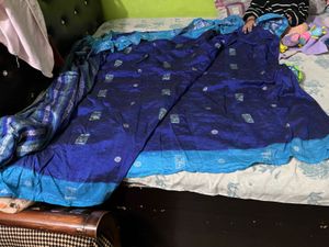 Blue Silk Saree with Brocade Blouse