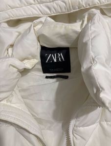 Zara White Winter Puffer Jacket