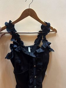 Black Ruffle Corset Top