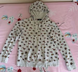 Cute Sushi Print Zip-Up Hoodie