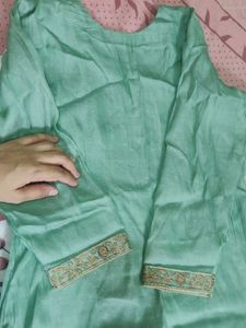 Embroidered Mint Green Kurta