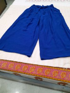 Blue Palazzo Pants with Tie Waist