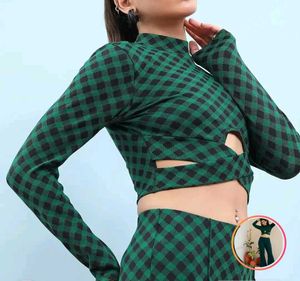 Green Checkered Two-Piece Set