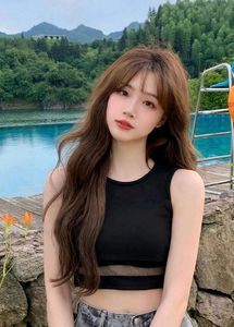 Stylish Black Mesh Crop Top