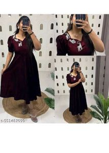 Elegant Maroon Velvet Dress