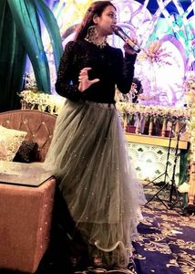 Grey Tulle Skirt and black Top