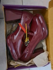 Burgundy Platform Mary Janes
