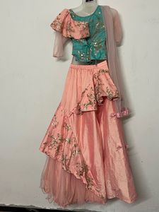 Stunning Teal &amp; Peach Lehenga Choli