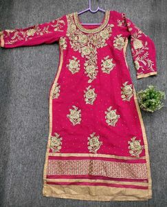 Beautiful Rose Pink Floral Kurti
