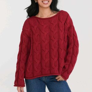 Maroon Cable Knit Sweater