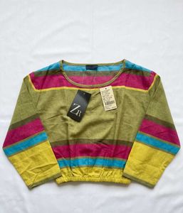 Vibrant Striped Cropped Top