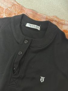 Men's Black Long Sleeve Henley Shirt