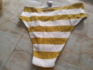 Striped High-Waisted Bikini Bottom