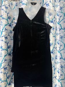 Black Velvet Cold Shoulder Dress