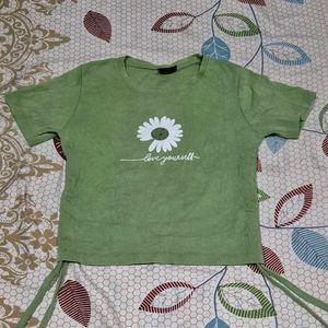 Green Floral Crop Top