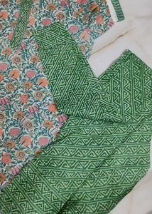 Biba Brand Kurta Churidar Set In Green Colour