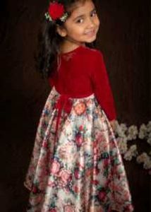 Girls Red Floral Party Dress