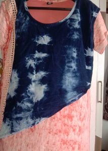 Stylish Tie-Dye Tunic Top with Lace Trim
