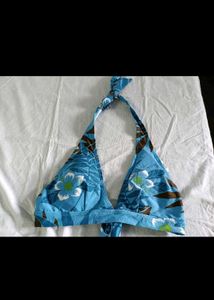 Blue Floral Bikini Top