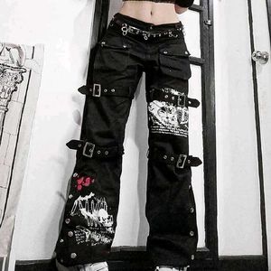 Harajuku Gothic Graphic Cargo Pants from Urbanic